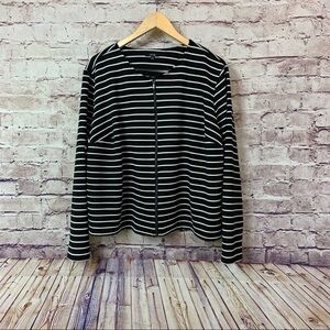 Apt. 9 Black Striped Zipper Front Long Sleeve Cardigan Jacket